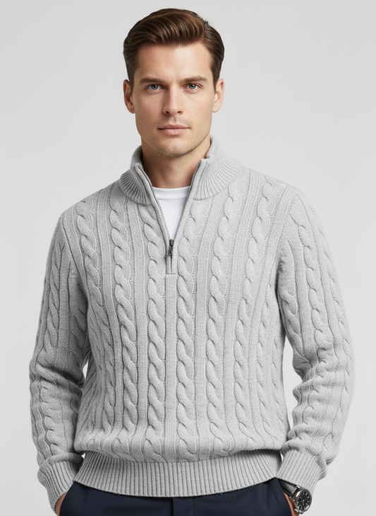 100% Cashmere Half Zip Cord Sweater
