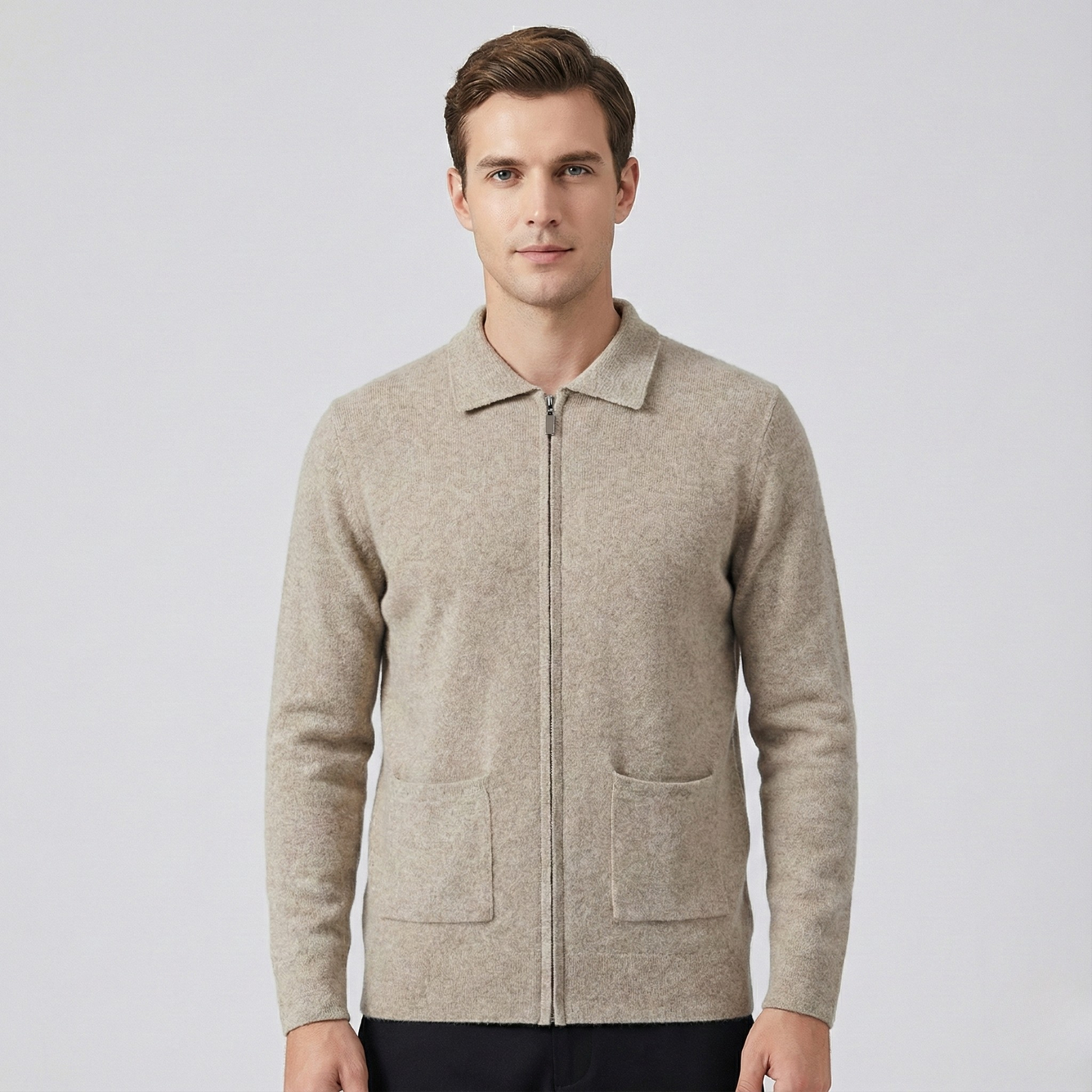 PREMIUM CASHMERE ZIPPER CARDIGAN