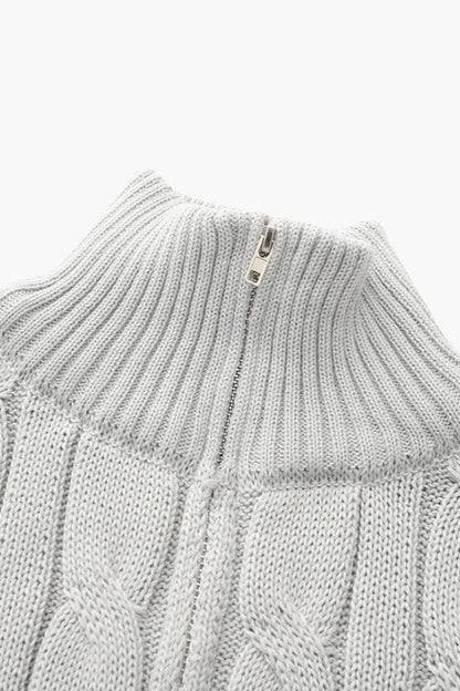 100% Cashmere Half Zip Cord Sweater